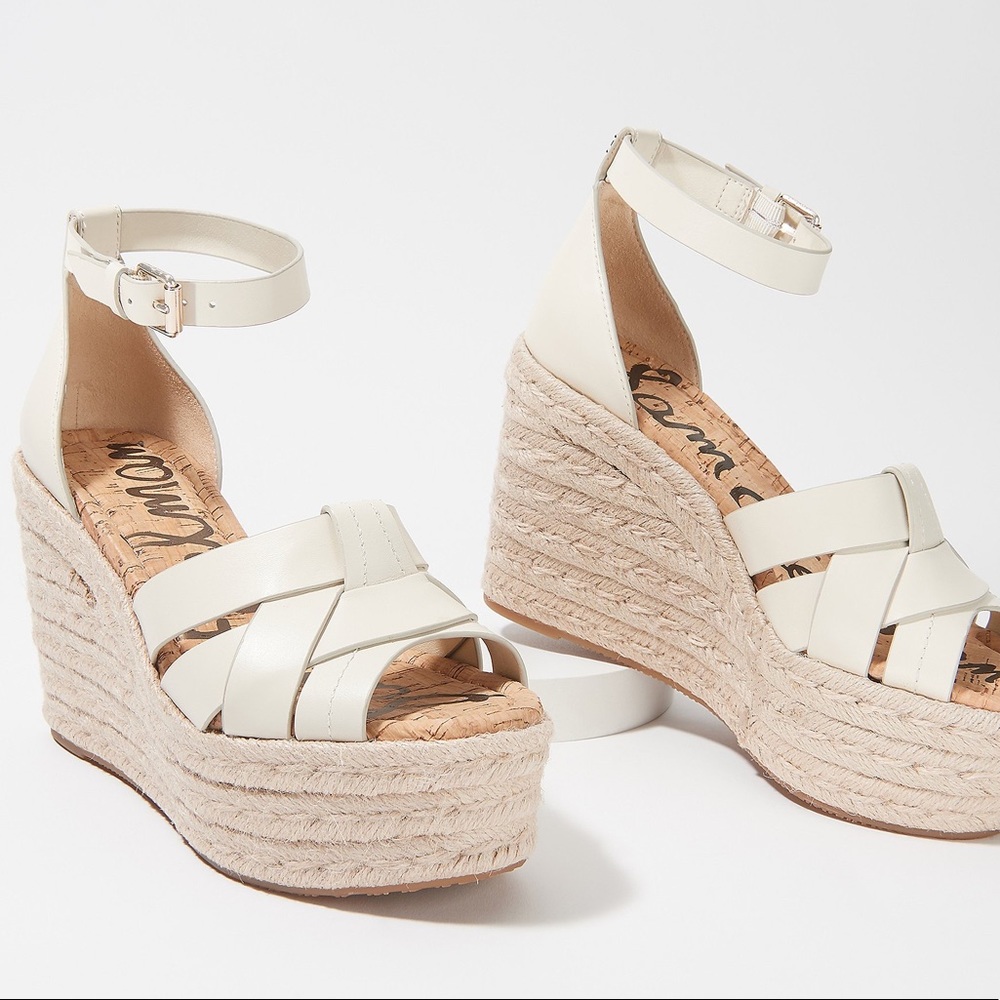 Sam Edelman | Modern Ivory Boho Woven Leather Wedges Marietta